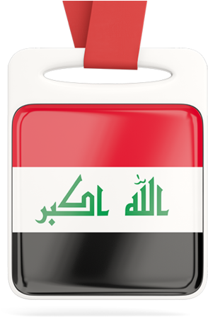 A Red And Black Tag With A Flag