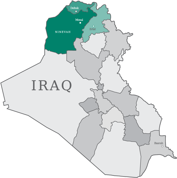 A Map Of Iraq With Several States