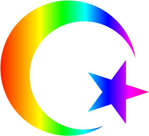 A Rainbow Crescent Moon And Star