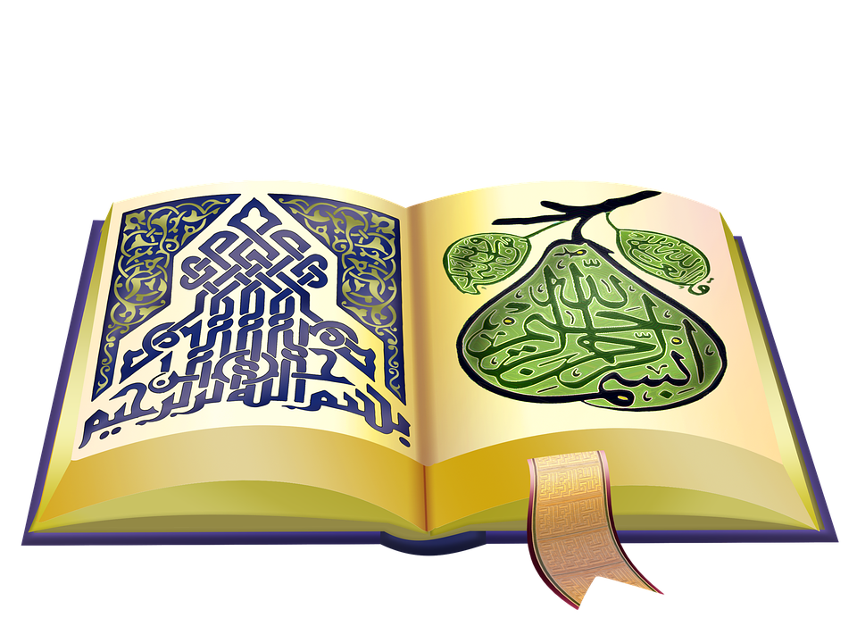 An Open Book With A Green And Blue Design