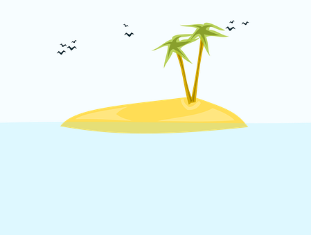 A Cartoon Of A Small Island With Palm Trees