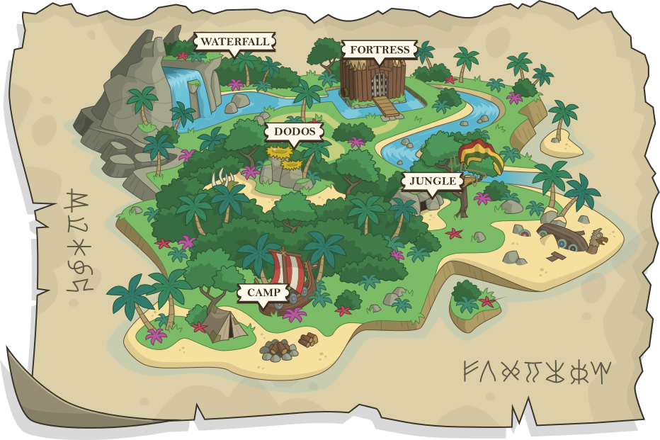 A Cartoon Map Of A Jungle