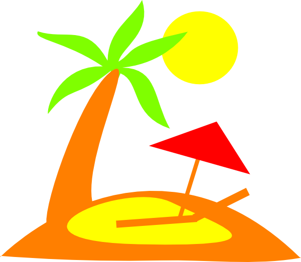 A Palm Tree And Umbrella On A Beach