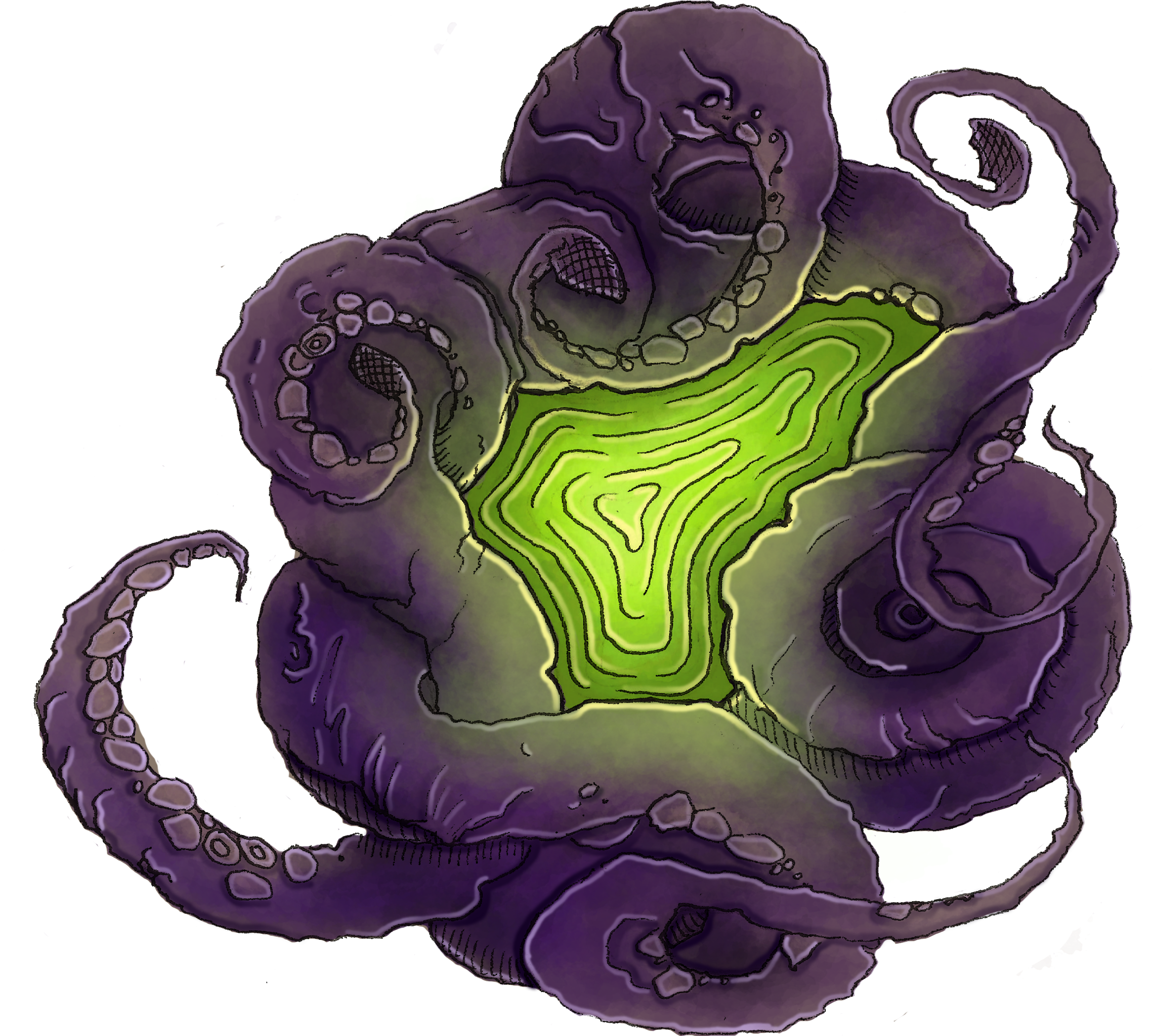A Purple Octopus With Green Light