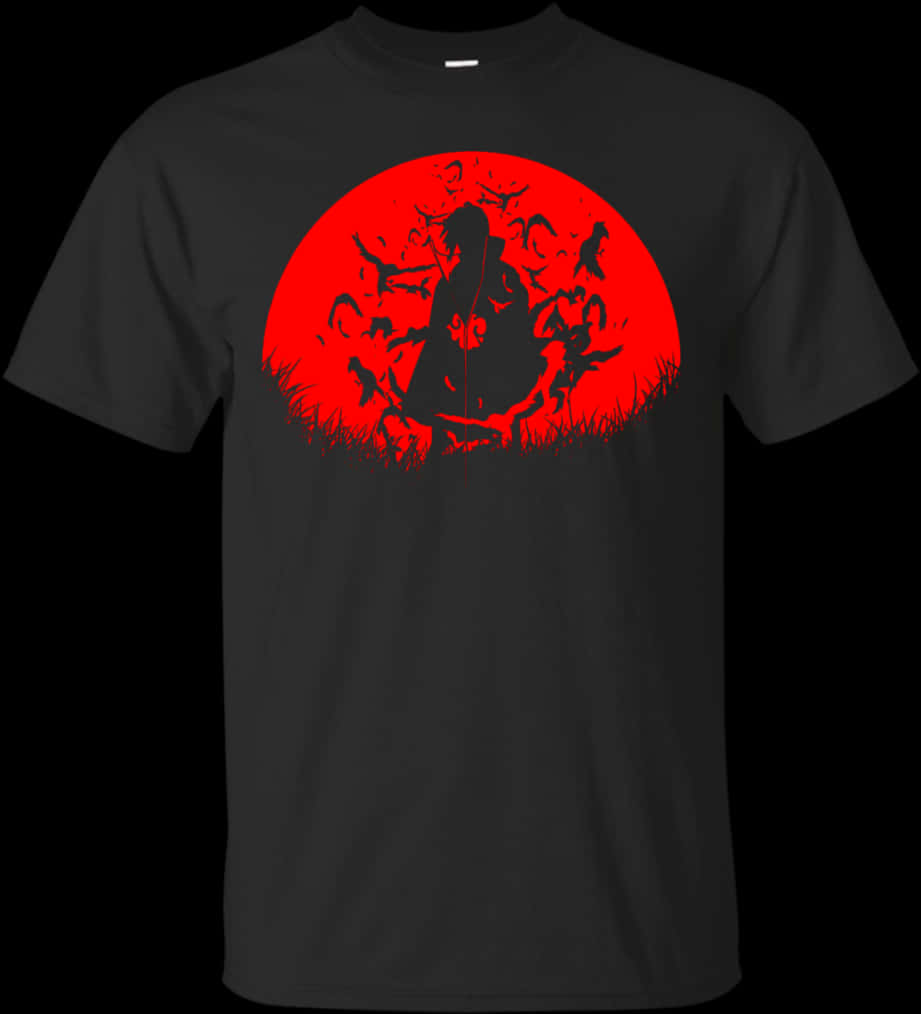 A Black Shirt With A Red Circle And A Silhouette Of A Person With A Red Circle