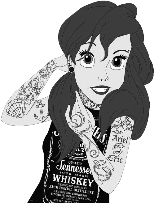 A Cartoon Of A Woman With Tattoos