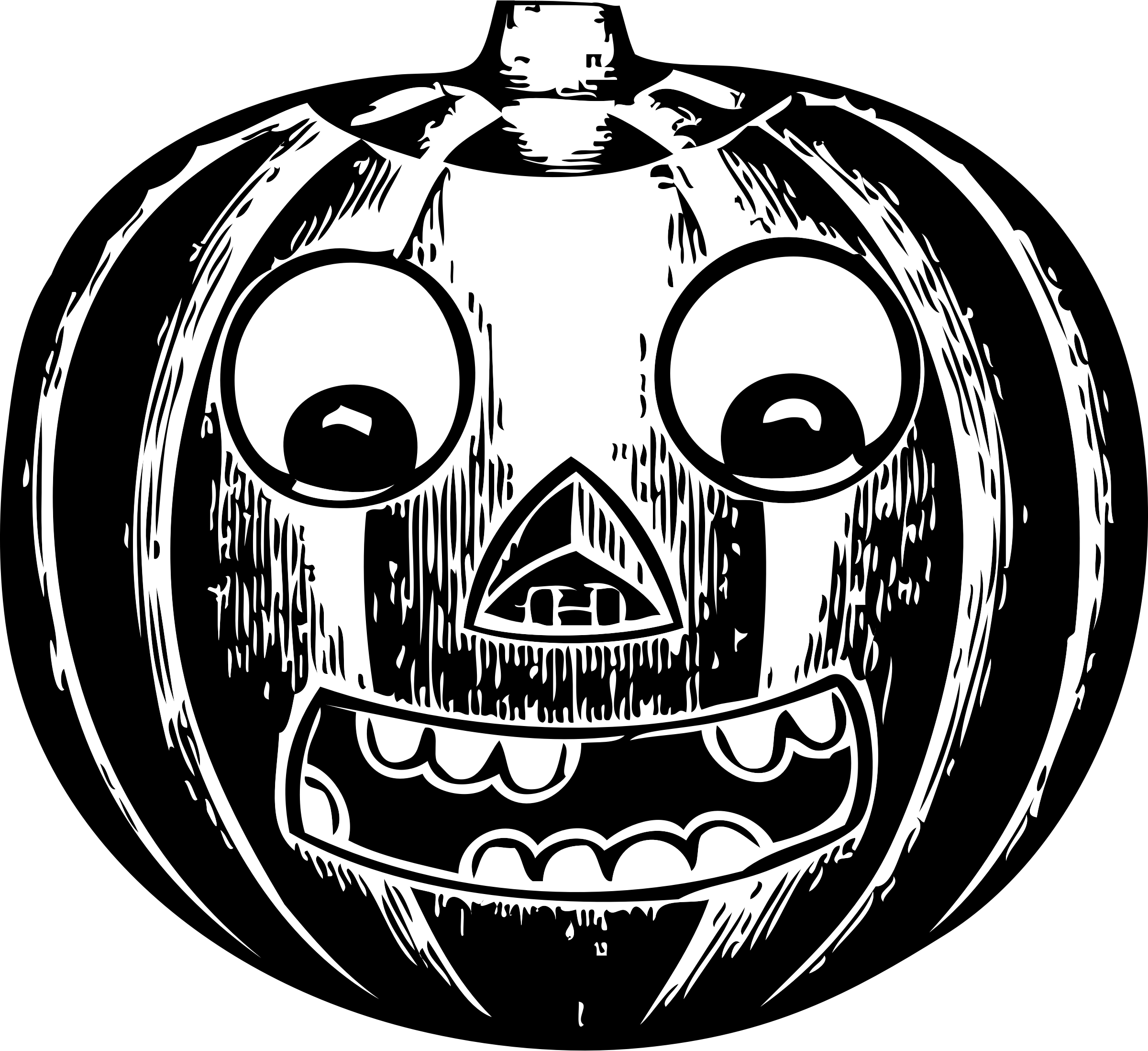 A Black And White Drawing Of A Pumpkin
