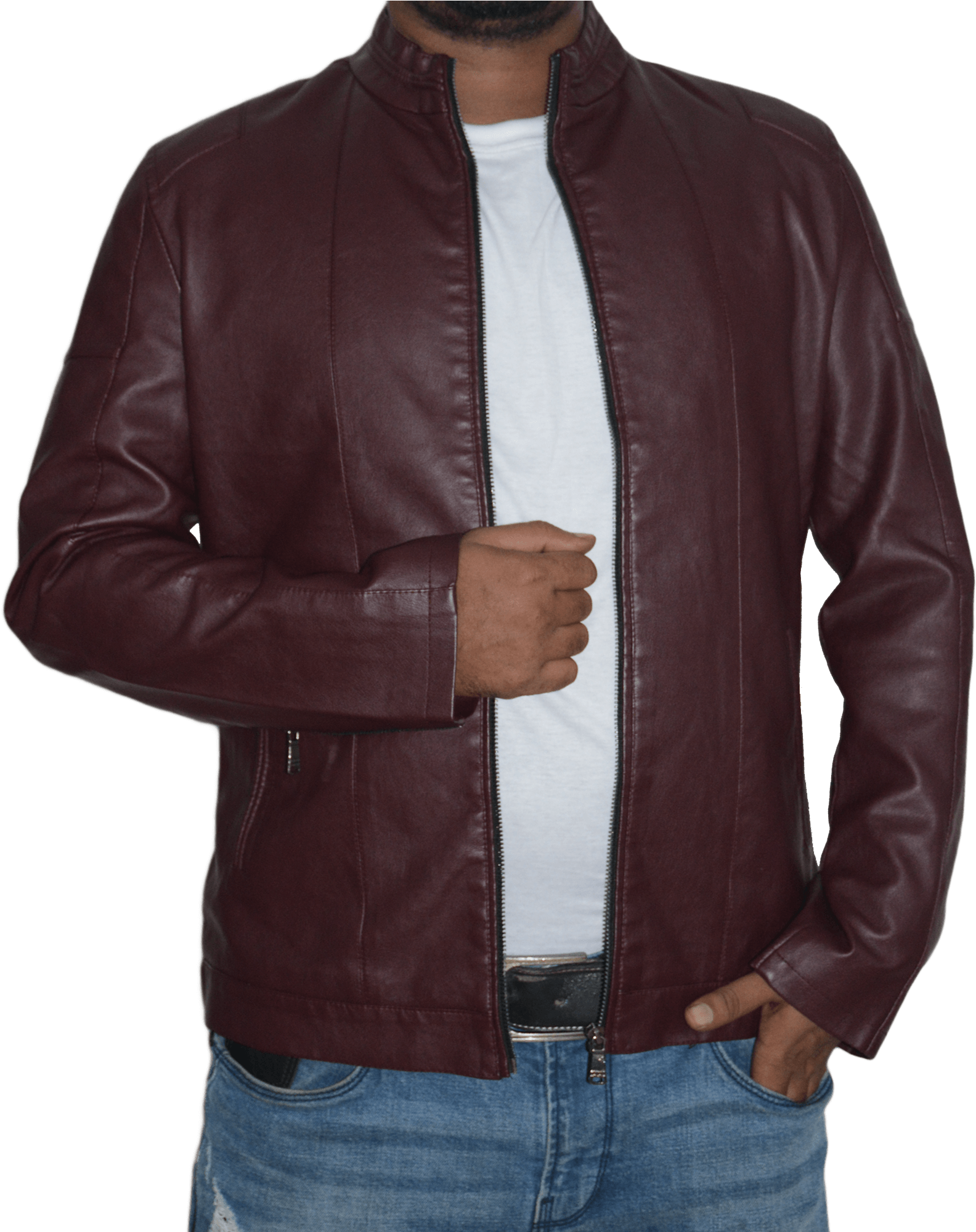 A Man Wearing A Leather Jacket