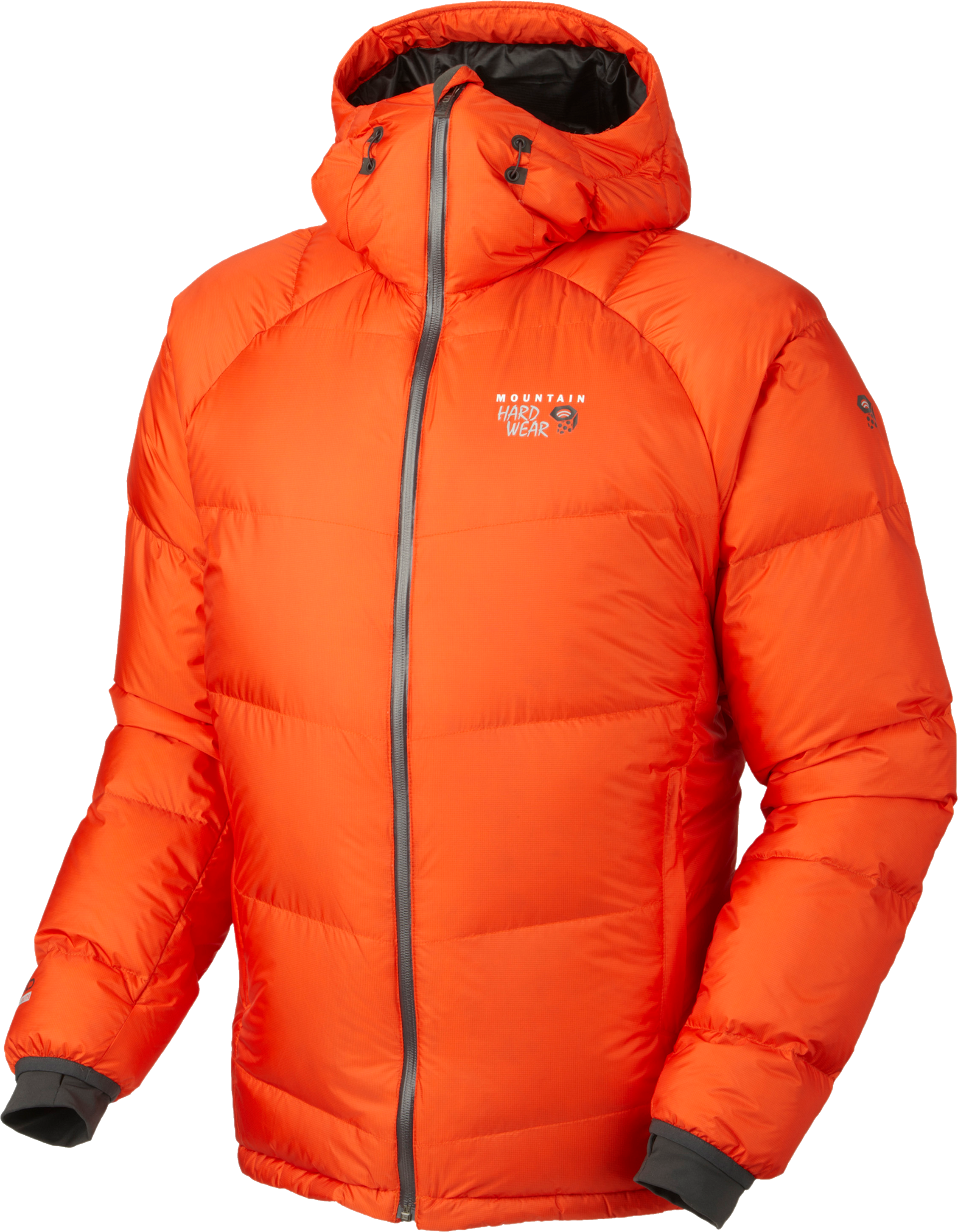 A Orange Puffer Jacket With A Black Background