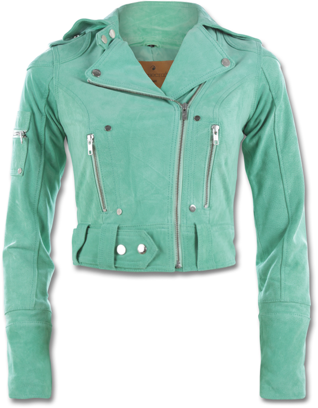 A Green Leather Jacket With A Black Background