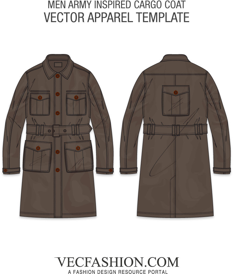 A Front And Back View Of A Brown Coat