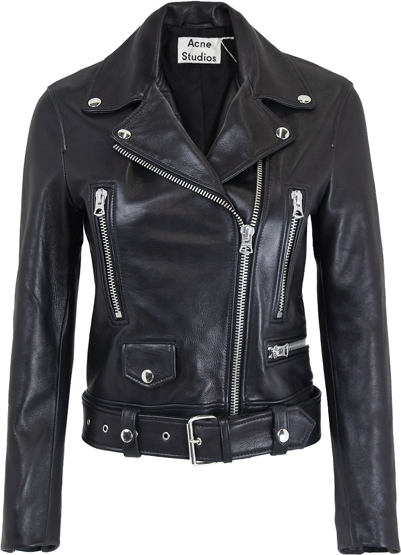 A Black Leather Jacket With A Belt