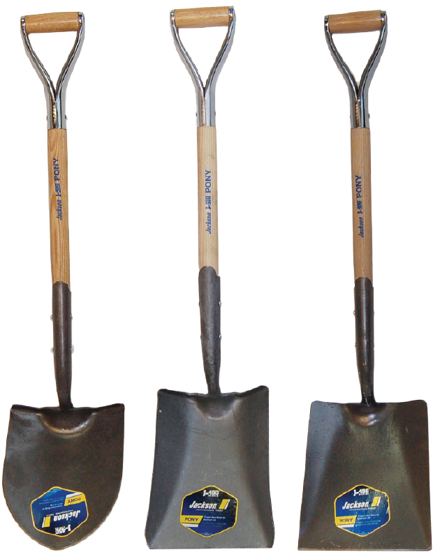 A Group Of Shovels With Wooden Handles