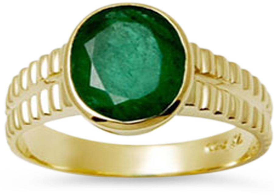 A Gold Ring With A Green Stone