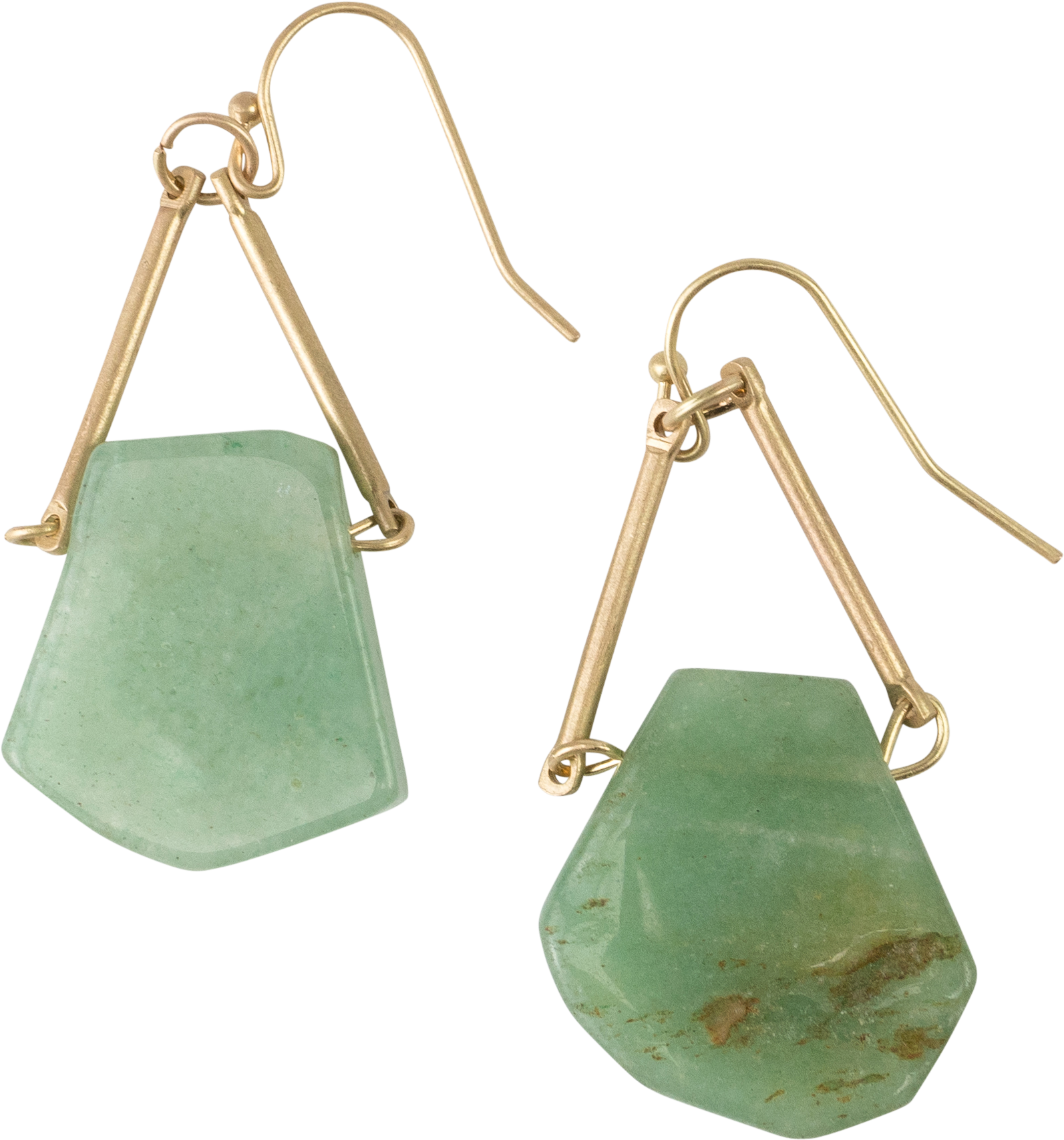 A Pair Of Earrings With Green Stone