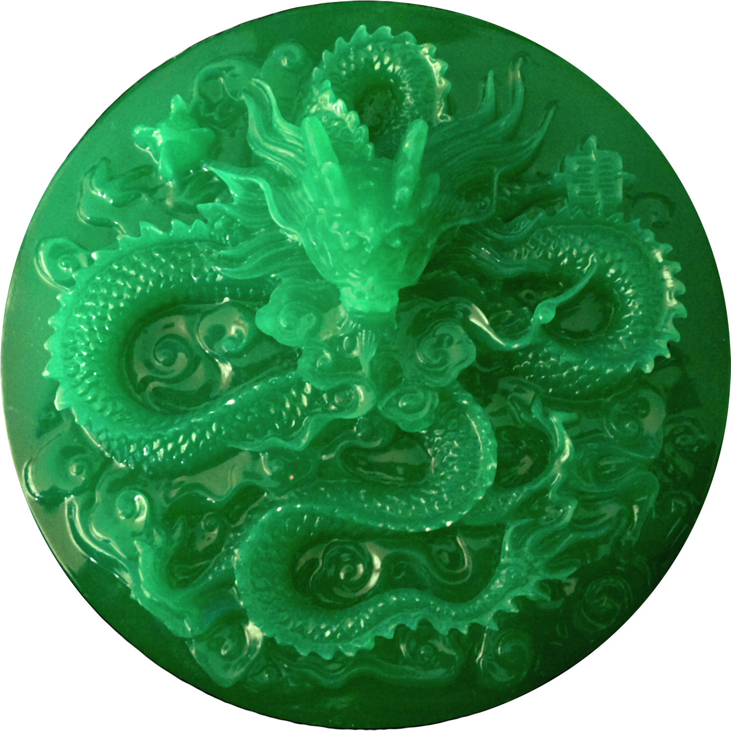 A Green Dragon Carved Into A Circle