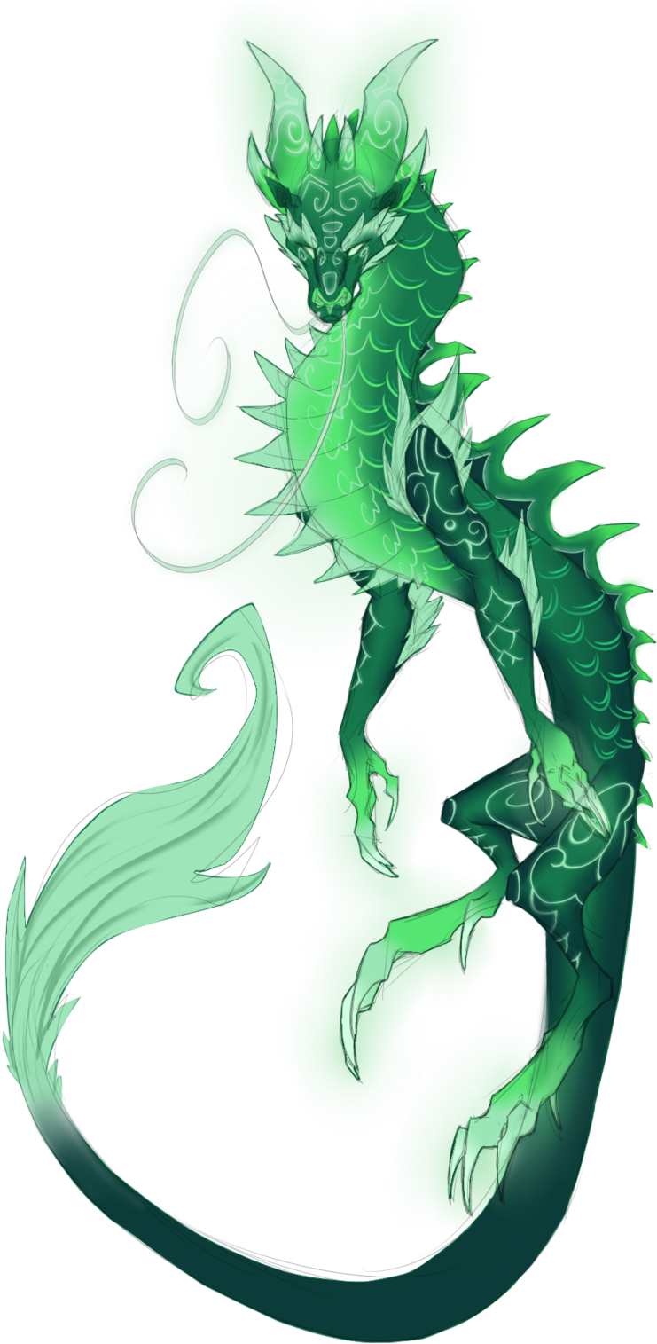 A Green Dragon With Long Tail And Sharp Claws