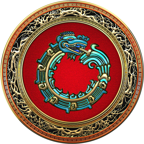 A Gold And Blue Dragon In A Circle