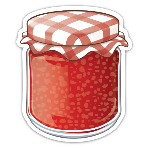 A Jar Of Jam With A Checkered Lid