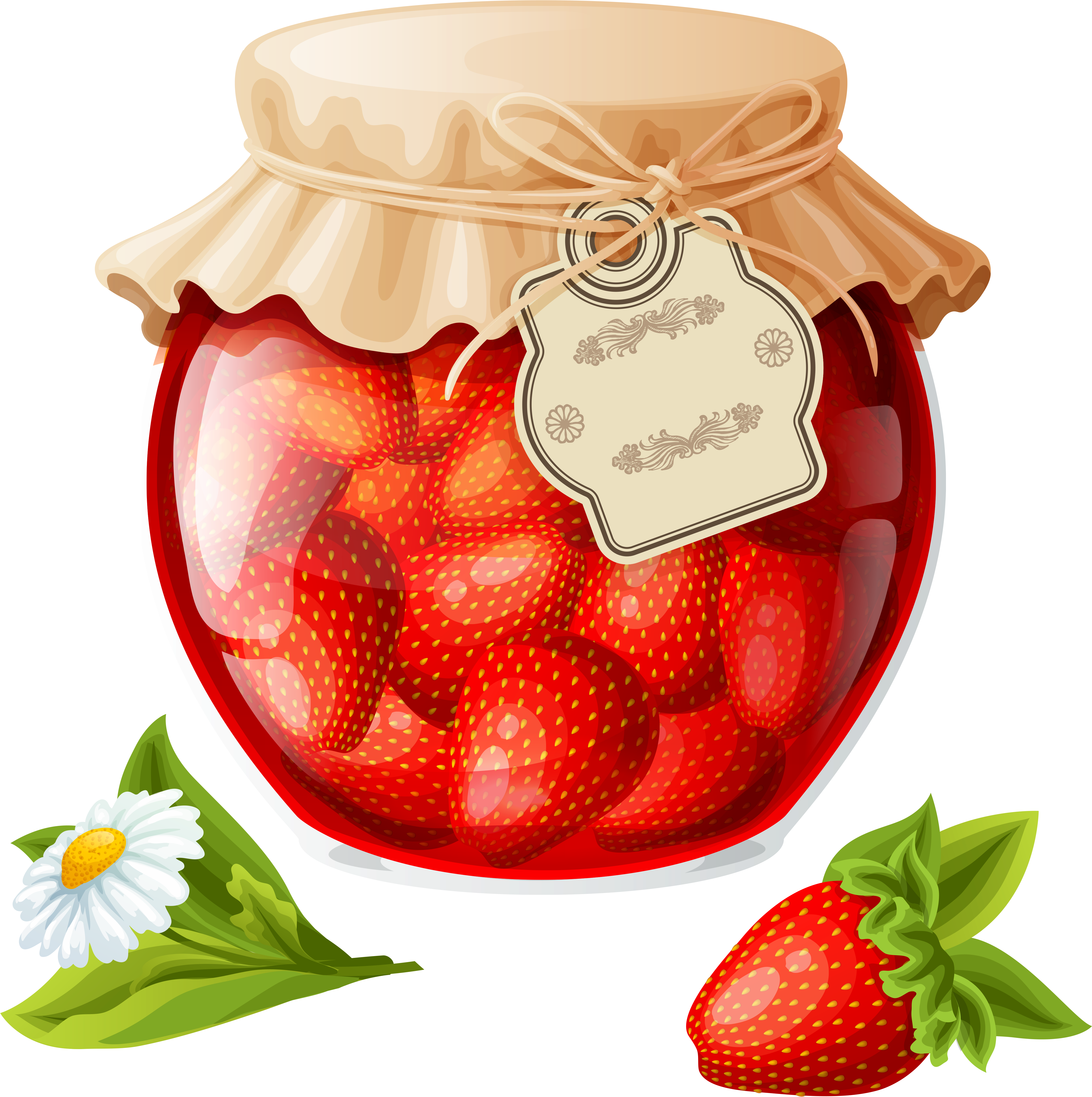 A Jar Of Strawberries And A Flower
