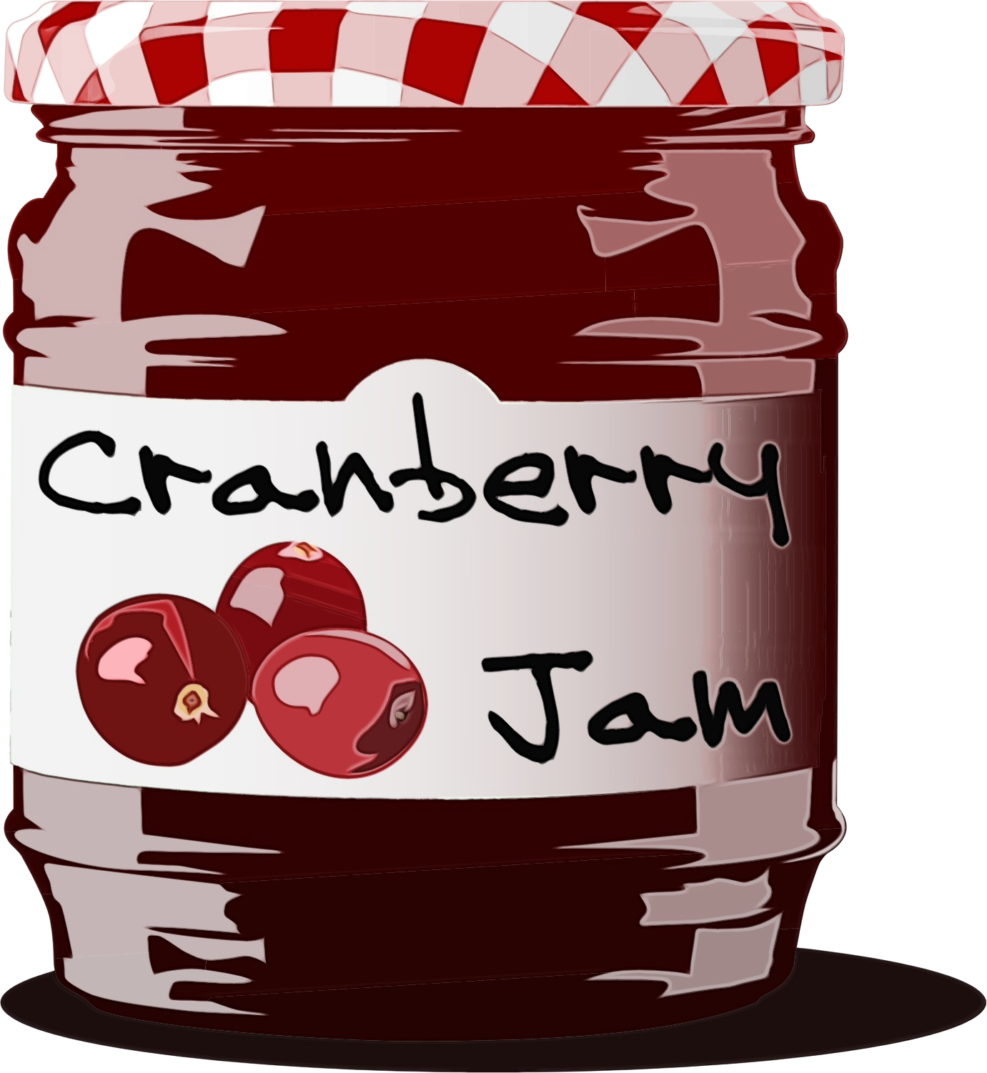 A Jar Of Jam With A Red And White Lid