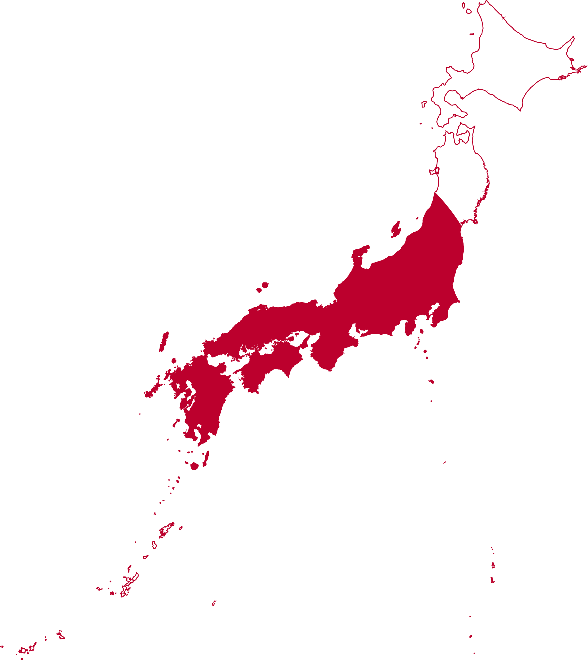 A Map Of Japan With Red And White Colors
