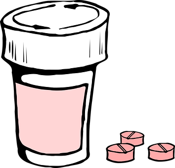A Pill Bottle And Two Pills