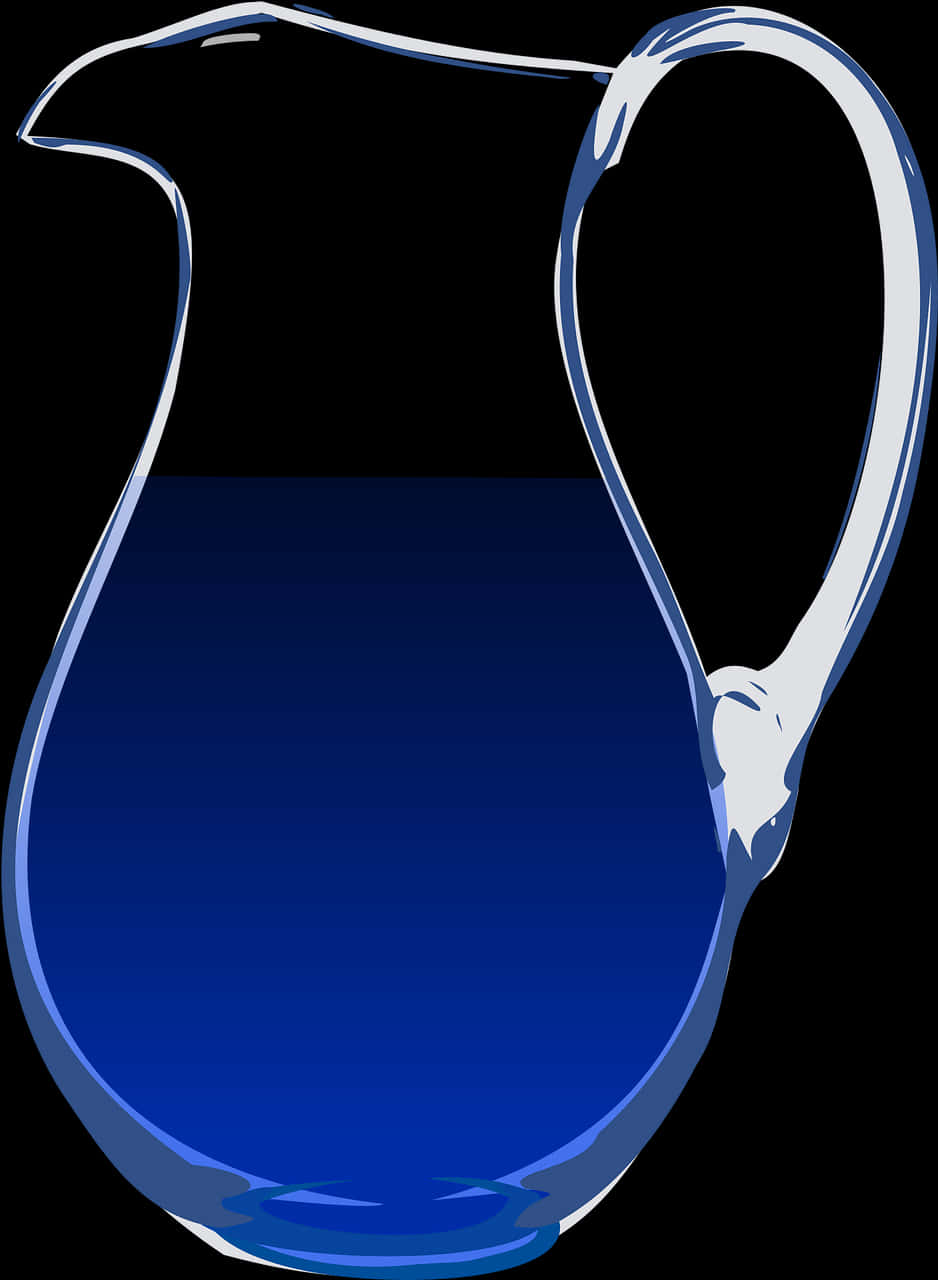 A Blue Glass Pitcher With A Black Background