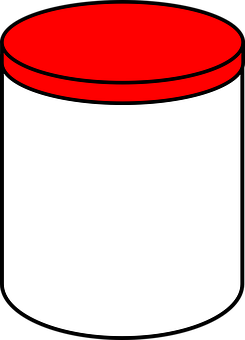 A Red And White Container With A Red Lid