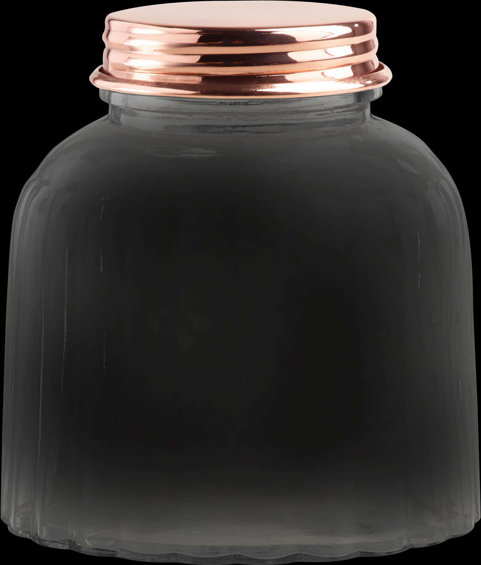A Glass Jar With A Copper Top