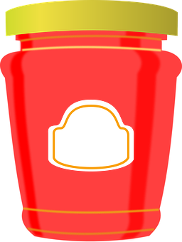 A Red Jar With A Yellow Lid
