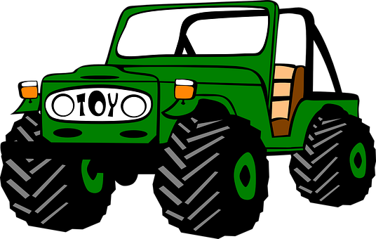 A Cartoon Of A Green Jeep