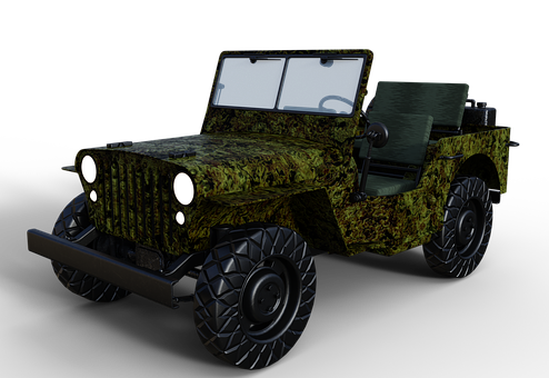 A Green Camouflaged Jeep