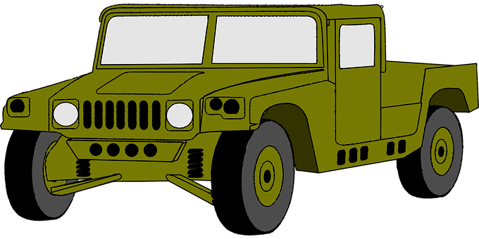 A Green Military Vehicle With Black Background