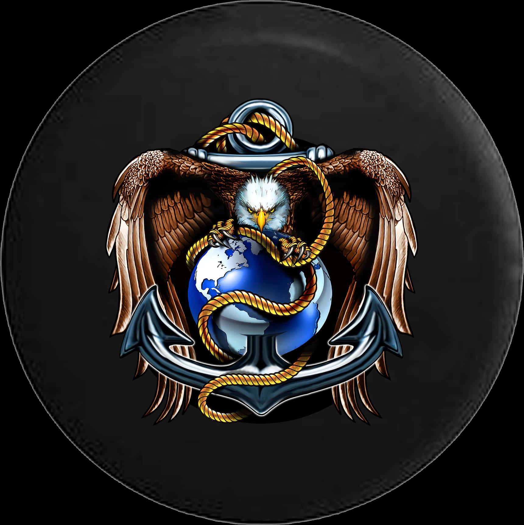 Jeep Wrangler Spare Tire Cover With Us Navy Anchor - Eagle Globe And Anchor Art, Hd Png Download