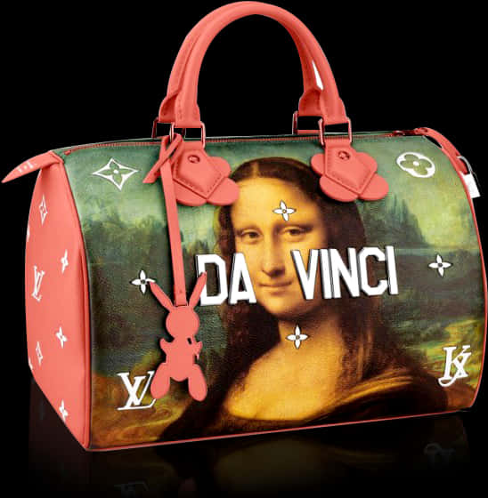 A Handbag With A Painting Of A Woman