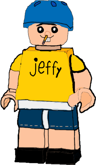 A Cartoon Of A Man Wearing A Yellow Shirt And Blue Shorts