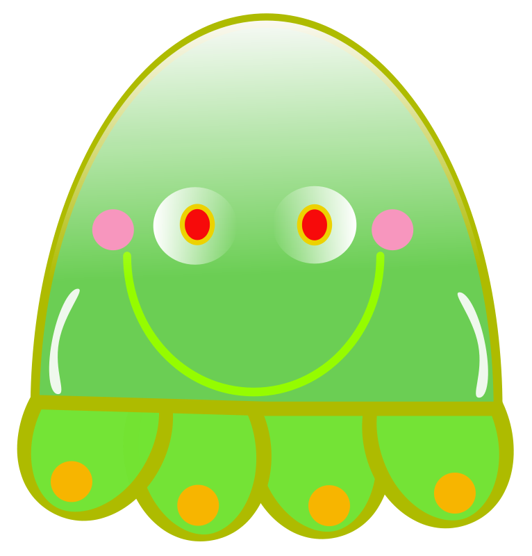 A Green Cartoon Character With A Smiling Face