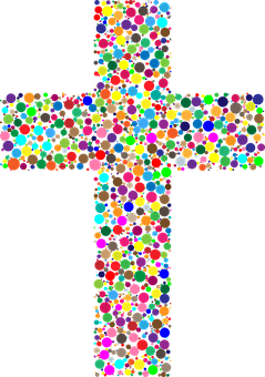 A Cross Made Of Colorful Dots