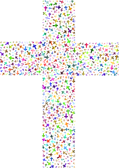 A Cross Made Out Of Small Colored Crosses