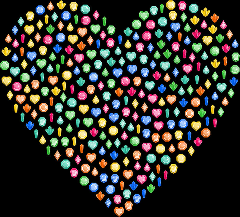 A Heart Shaped Object With Different Colored Shapes