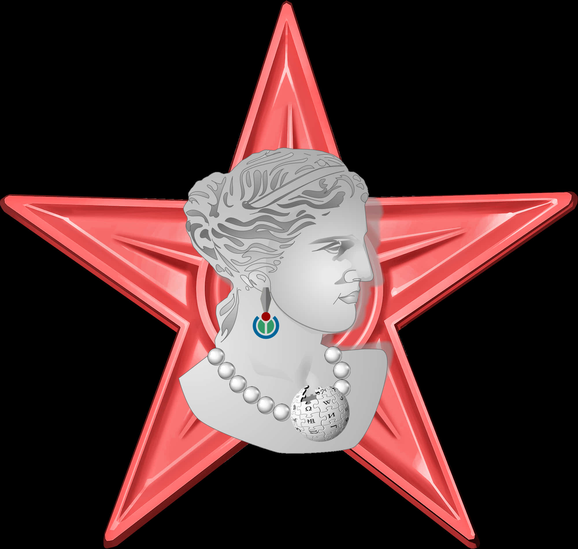 A Red Star With A Head Of A Woman