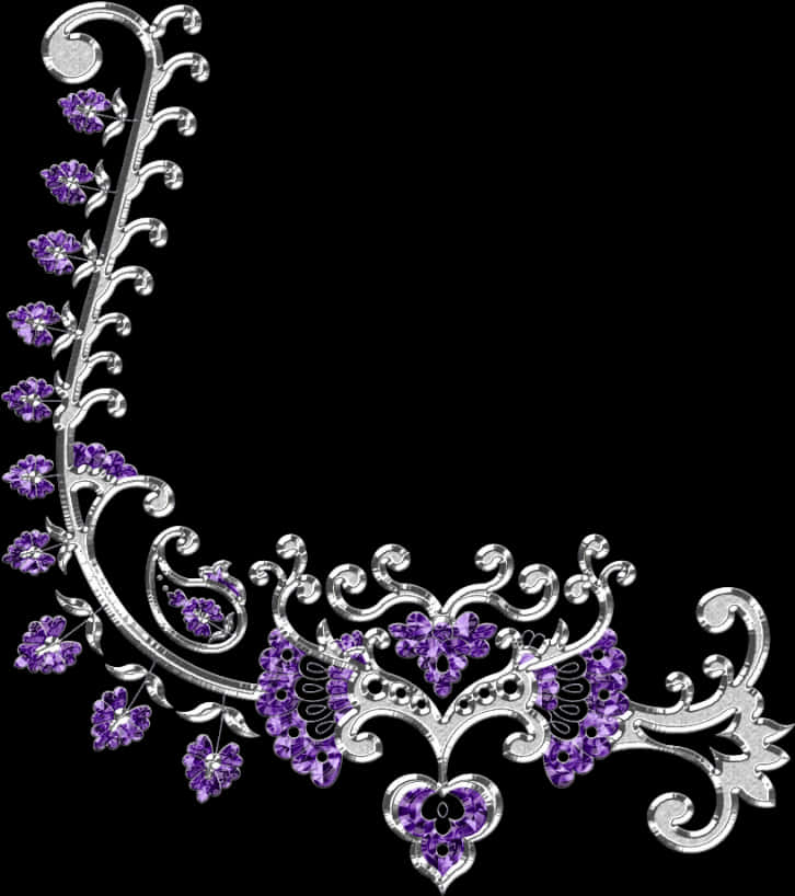 A Silver And Purple Floral Design