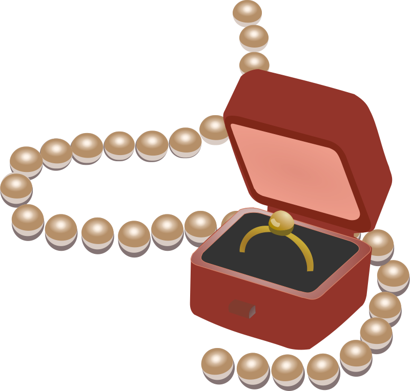 A Box With A Ring In It And A Necklace Of Pearls