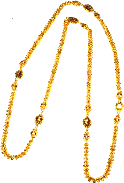 A Gold Chain With Beads