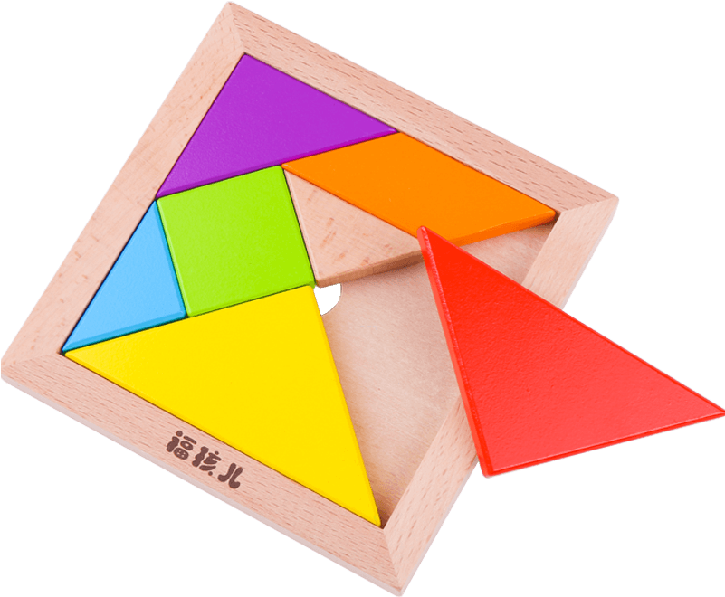 A Wooden Square Puzzle With Colorful Square Pieces
