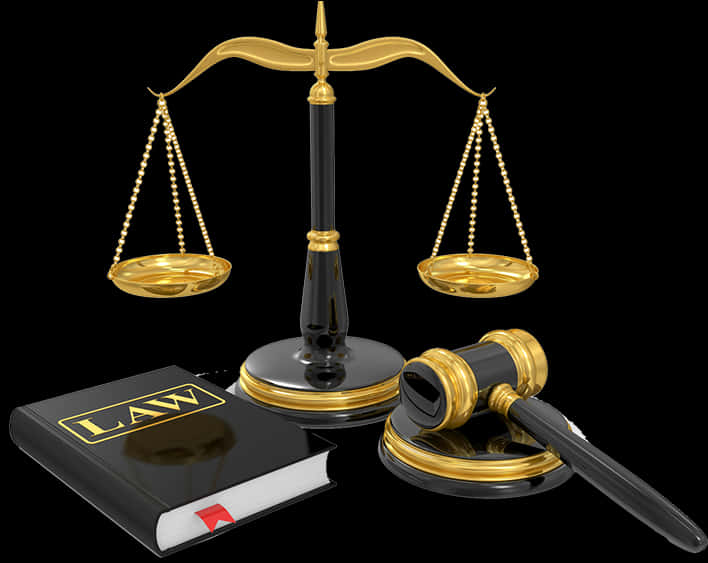 A Black And Gold Scale And A Gavel