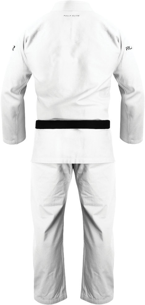 A White Karate Uniform With Black Belt