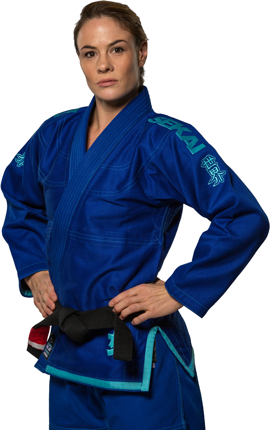A Woman In A Blue Martial Arts Uniform