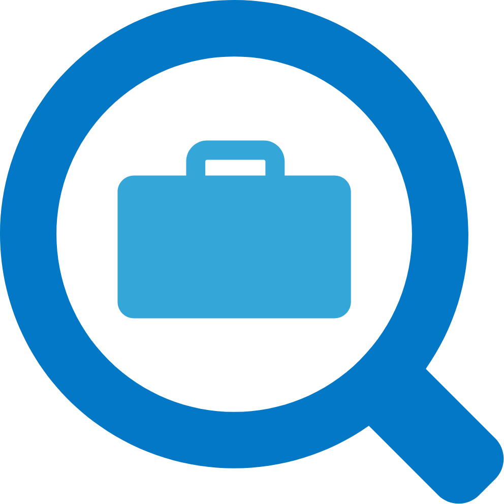 A Blue Magnifying Glass With A Briefcase Inside